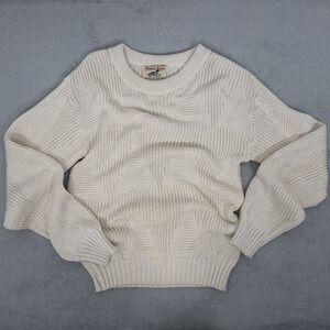 VTG Winona Knits Sweater Mens L/XL Cream Chunky Knit Pullover 90s Retro USA